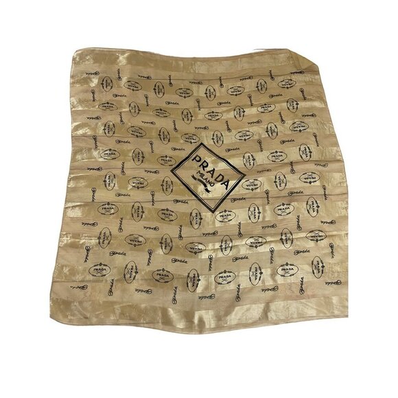 Prada Women's Gold Printed Silk Scarf - OS Please Read Description - Picture 1 of 10